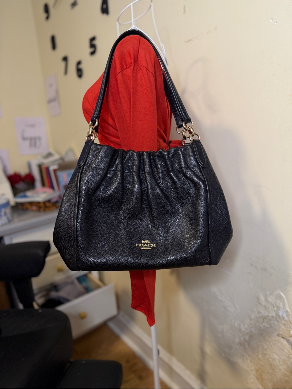 Coach Maya Hobo Black Pebbled Leather Shoulder Bag